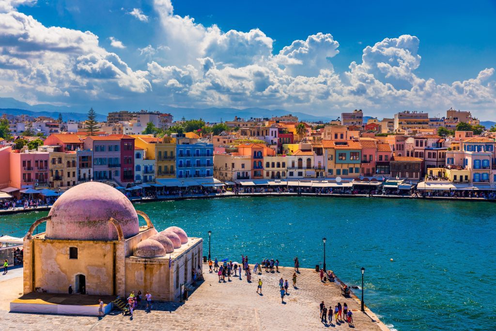 Picturesque Old Port of Chania, Crete.